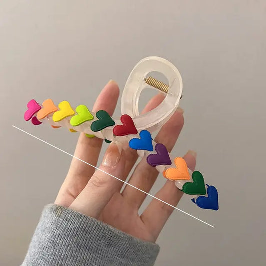 Cute Large Rainbow Shark Clip Hairpin for Seniors