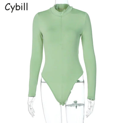 Women's Long Sleeve Solid Color Bodysuit Tights