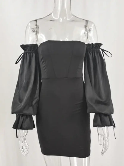 Summer New Sexy Off-Shoulder Bodycon Dress with Lantern Sleeves