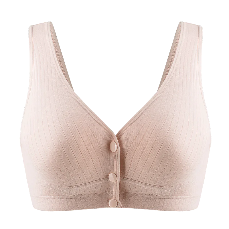 Pure Cotton Wireless Nursing Bra with Front Buckle