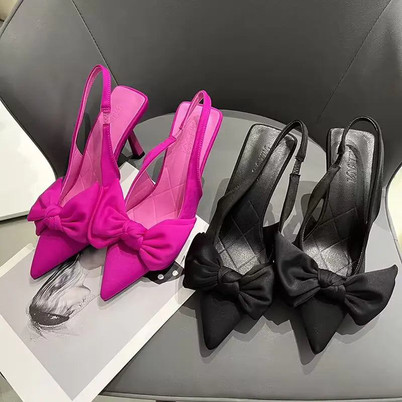 Summer Women's Slingback Heels with Butterfly Knot Design