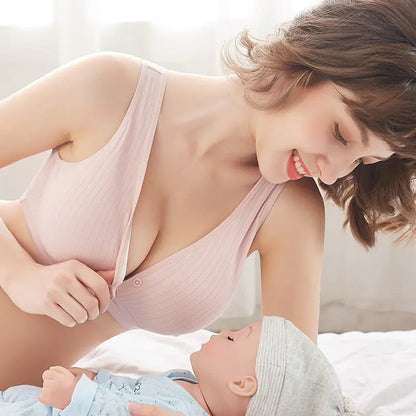 Pure Cotton Wireless Nursing Bra with Front Buckle