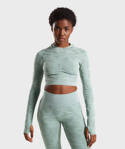 Seamless Camouflage Long Sleeve Yoga Fitness Top