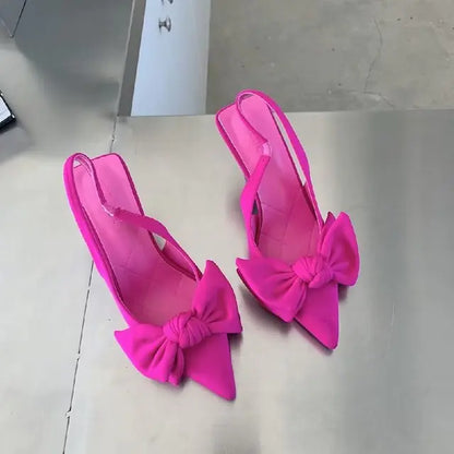 Summer Women's Slingback Heels with Butterfly Knot Design