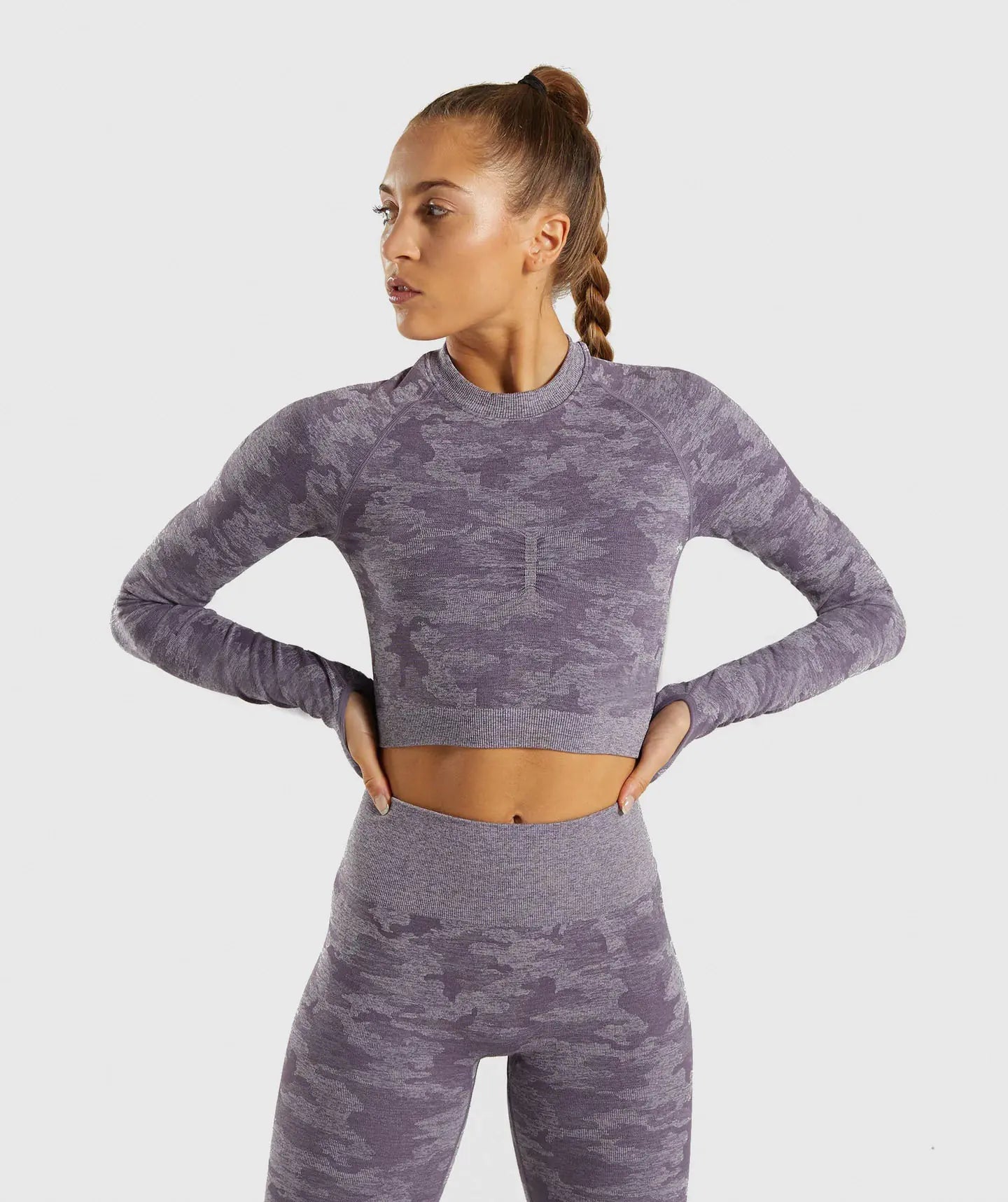 Seamless Camouflage Long Sleeve Yoga Fitness Top