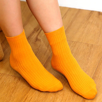 Ladies' Solid Color Cotton Mid & Short Black Socks