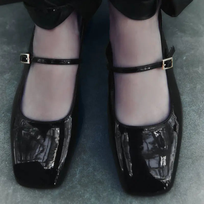 Chunky Mary Jane Slingback Heels for Women
