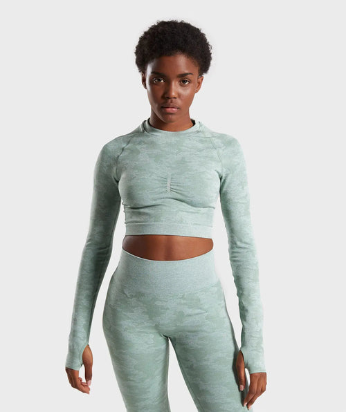 Seamless Camouflage Long Sleeve Yoga Fitness Top
