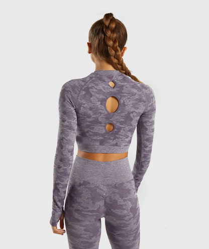 Seamless Camouflage Long Sleeve Yoga Fitness Top
