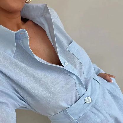 Elegant Women's Tailored Shorts Suit – Long-Sleeve Blazer & Chic Shorts Set