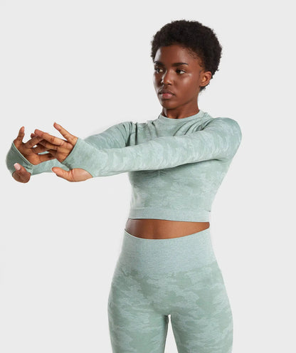 Seamless Camouflage Long Sleeve Yoga Fitness Top