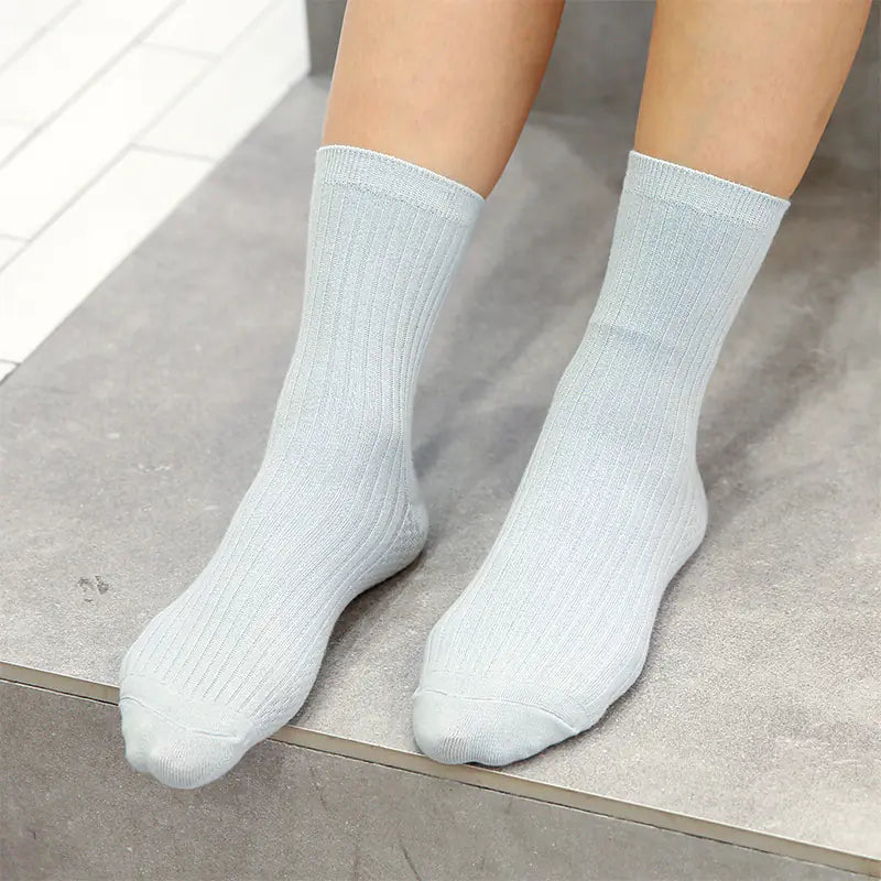 Ladies' Solid Color Cotton Mid & Short Black Socks