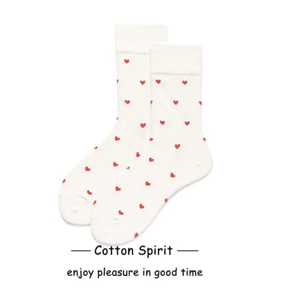 Lovely Cotton Long Socks with Love Print for Ladies