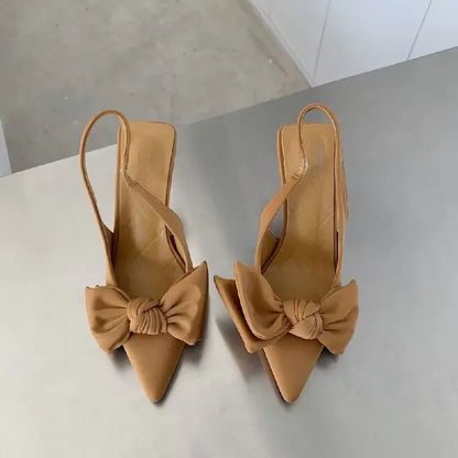 Summer Women's Slingback Heels with Butterfly Knot Design