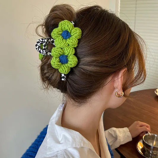 Vintage Big Flower Crab Hair Clip for Ponytails