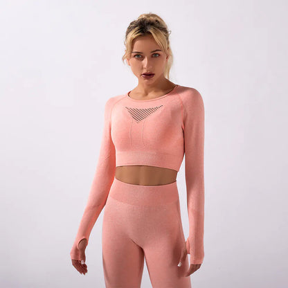 Seamless Long Sleeve Yoga Set for Fitness (New Arrival)