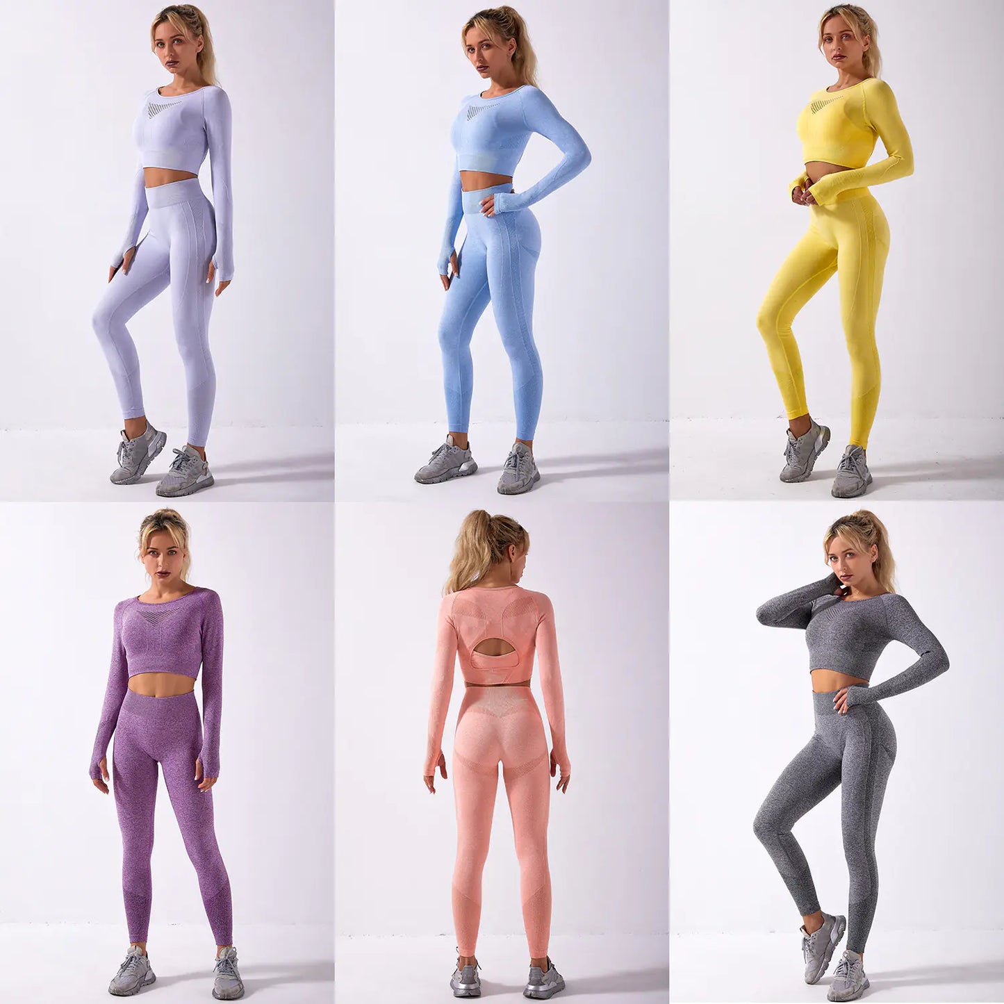 Seamless Long Sleeve Yoga Set for Fitness (New Arrival)