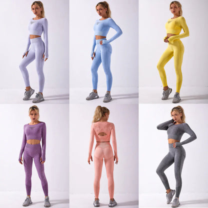 Seamless Long Sleeve Yoga Set for Fitness (New Arrival)