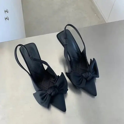 Summer Women's Slingback Heels with Butterfly Knot Design
