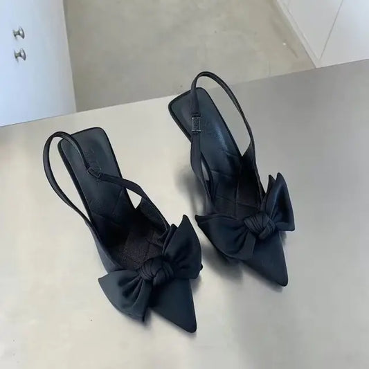 Summer Women's Slingback Heels with Butterfly Knot Design