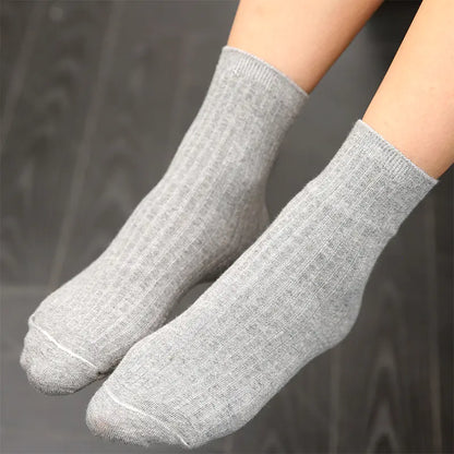 Ladies' Solid Color Cotton Mid & Short Black Socks