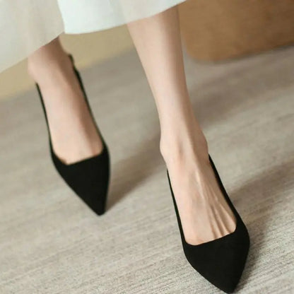 Black Suede Pointed Toe High Heel Slingbacks for Women