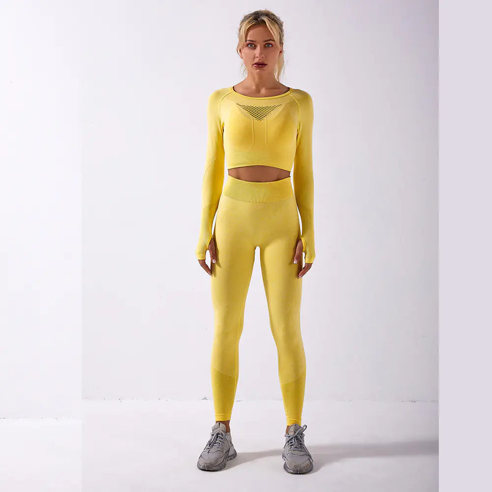 Seamless Long Sleeve Yoga Set for Fitness (New Arrival)