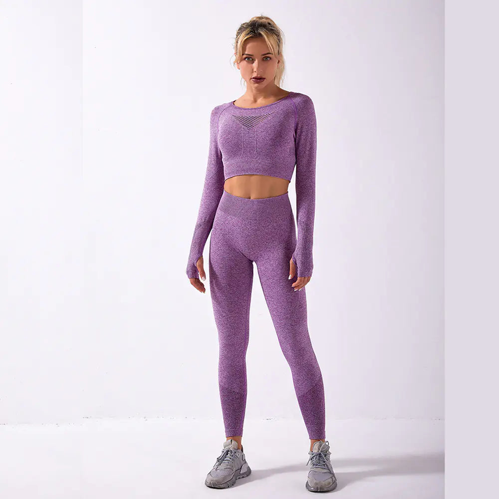 Seamless Long Sleeve Yoga Set for Fitness (New Arrival)