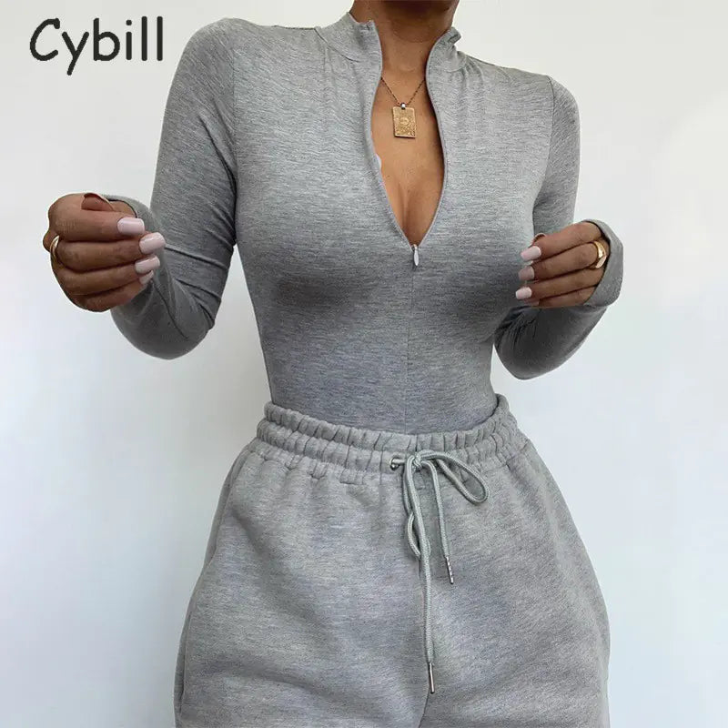 Women's Long Sleeve Solid Color Bodysuit Tights