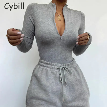 Women's Long Sleeve Solid Color Bodysuit Tights