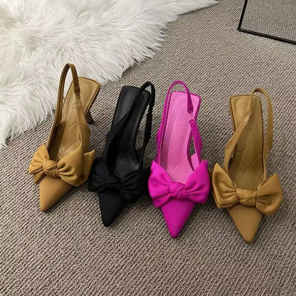 Summer Women's Slingback Heels with Butterfly Knot Design