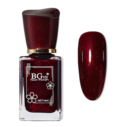 Shimmer Nail Polish Red - Dark Burgundy Red Nail Polish Quick Dry - Red Glitter Nail Polish Long Lasting - Natural Nail Polish Glossy - Sparkle Nail Polish for Nail Art DIY
