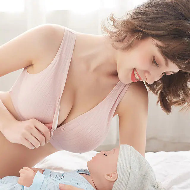 Pure Cotton Wireless Nursing Bra with Front Buckle