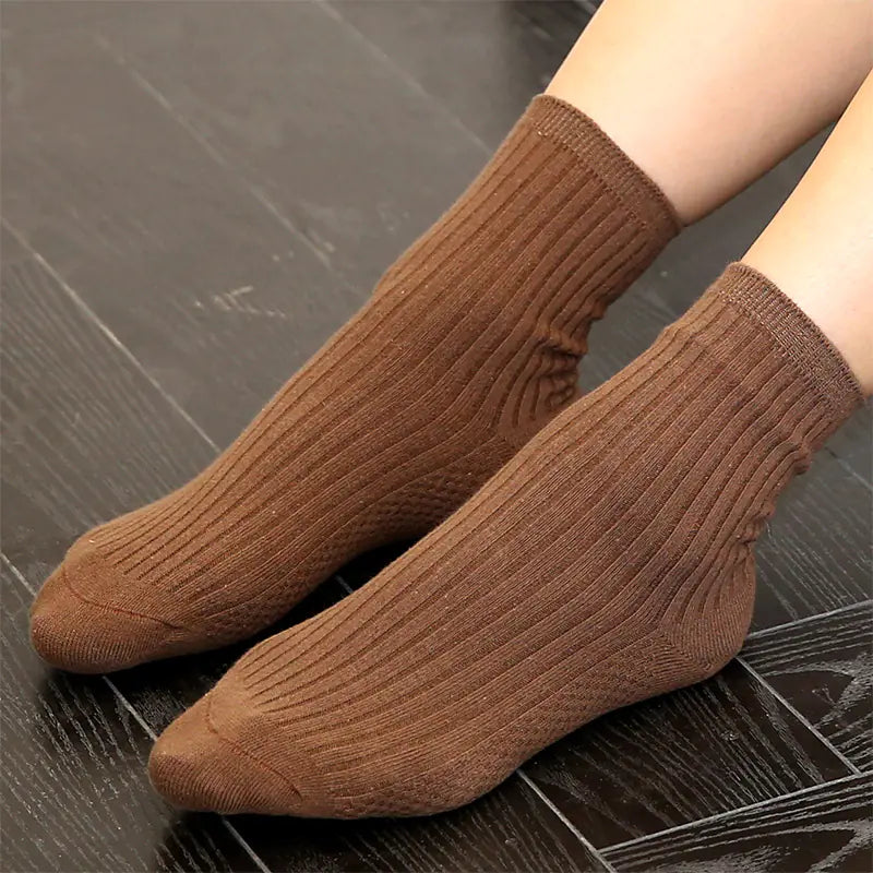 Ladies' Solid Color Cotton Mid & Short Black Socks