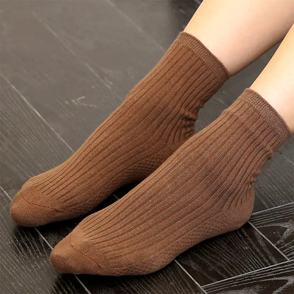 Ladies' Solid Color Cotton Mid & Short Black Socks