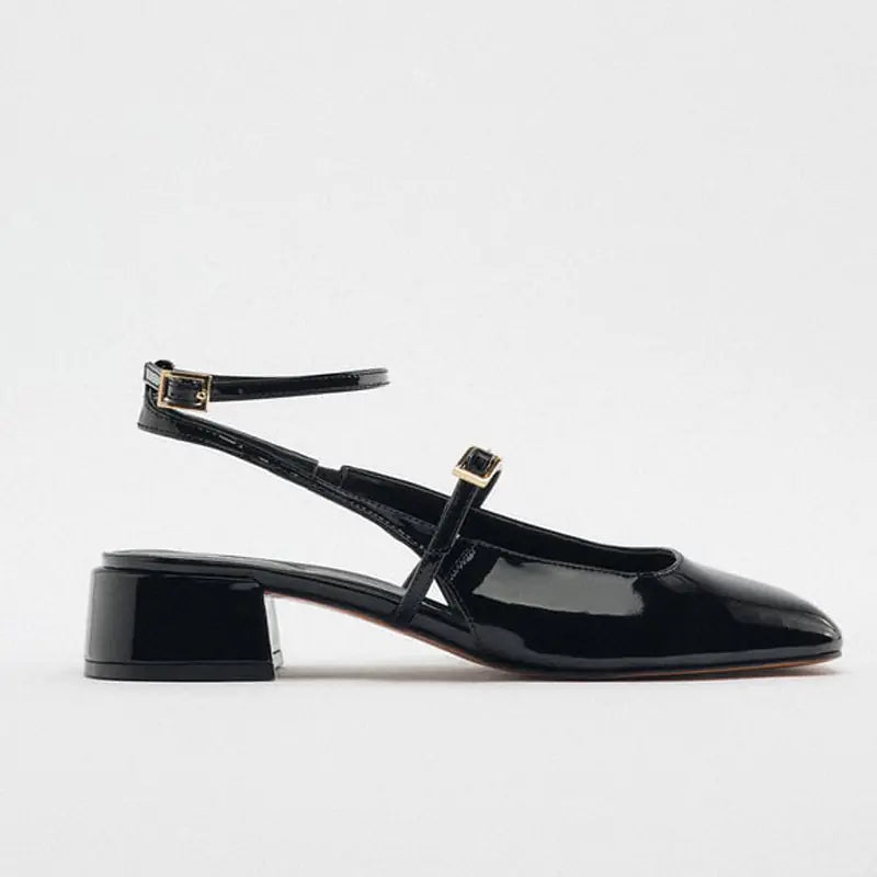 Chunky Mary Jane Slingback Heels for Women
