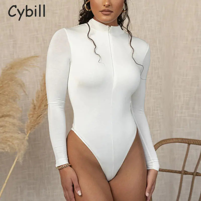 Women's Long Sleeve Solid Color Bodysuit Tights