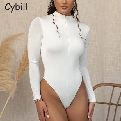 Women's Long Sleeve Solid Color Bodysuit Tights