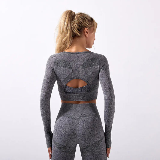 Seamless Long Sleeve Yoga Set for Fitness (New Arrival)