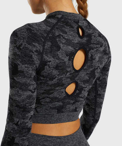 Seamless Camouflage Long Sleeve Yoga Fitness Top