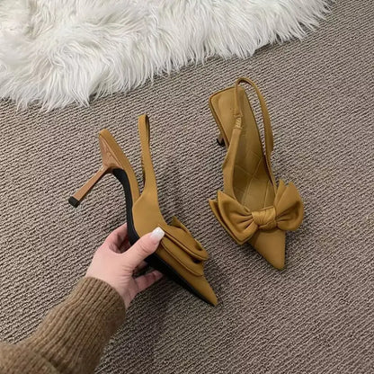 Summer Women's Slingback Heels with Butterfly Knot Design